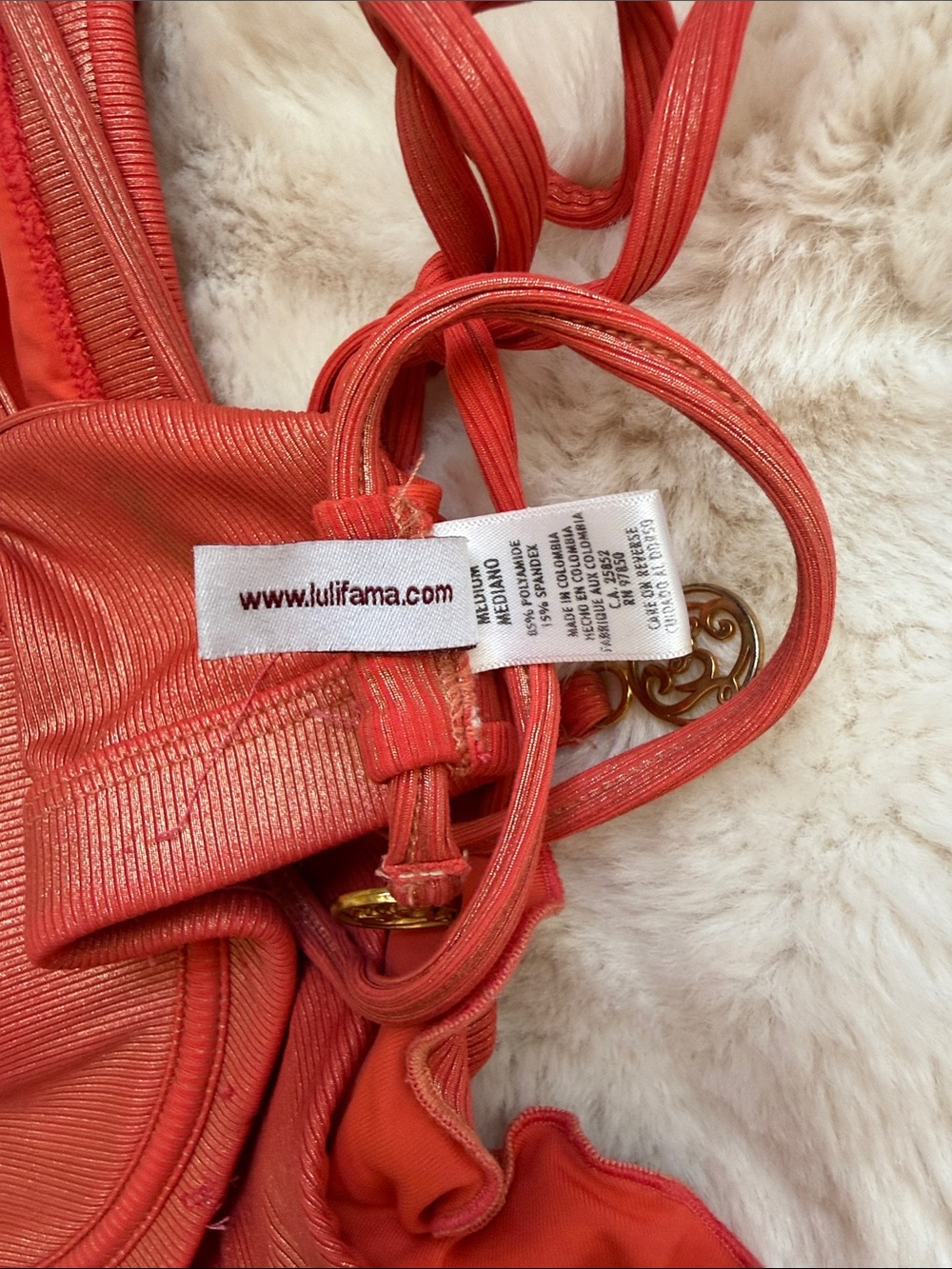 Luli Fama Red Ribbed Underwire Bikini Set - Picture 3 of 4